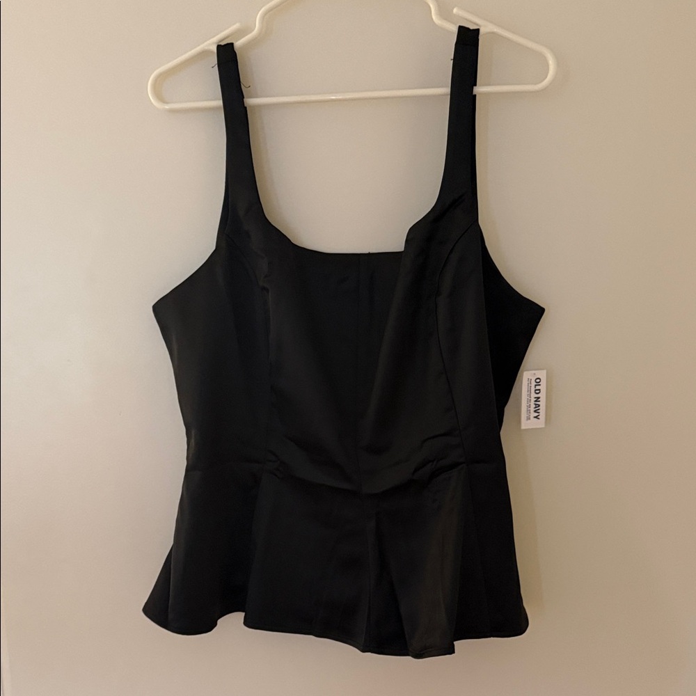 Square Neck Satin Peplum Top